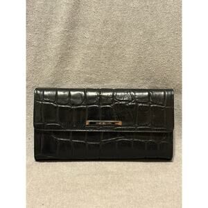 Jones New York Black Italian Leather Croc Print Wallet Never Used